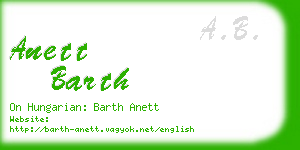 anett barth business card